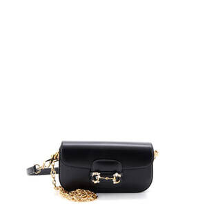 Gucci East West Horsebit 1955 Shoulder Bag Leather with Crystal Detail
